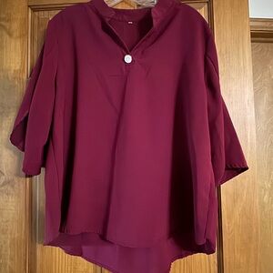 Source Unknown Burgundy Blouse XXL fits as a 1XL